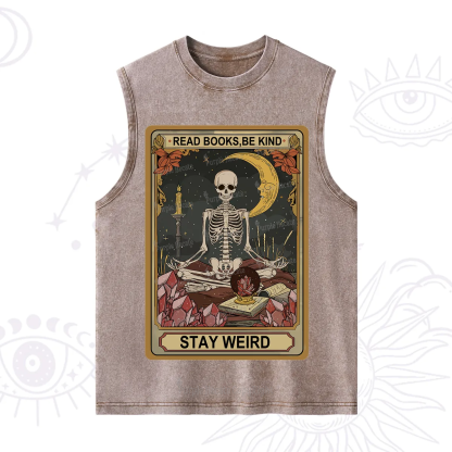 Purplehecate The Read Books Be Kind Stay Weird Oracle Card Washed Tank