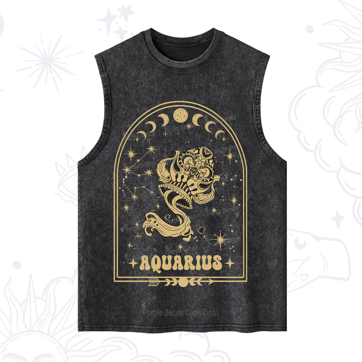 Purplehecate Zodiac Aquarius Under the Stars Washed Tank