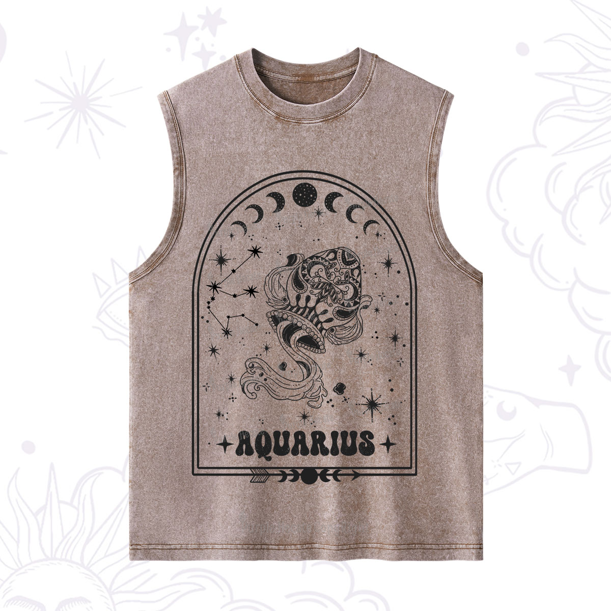 Purplehecate Zodiac Aquarius Under the Stars Washed Tank