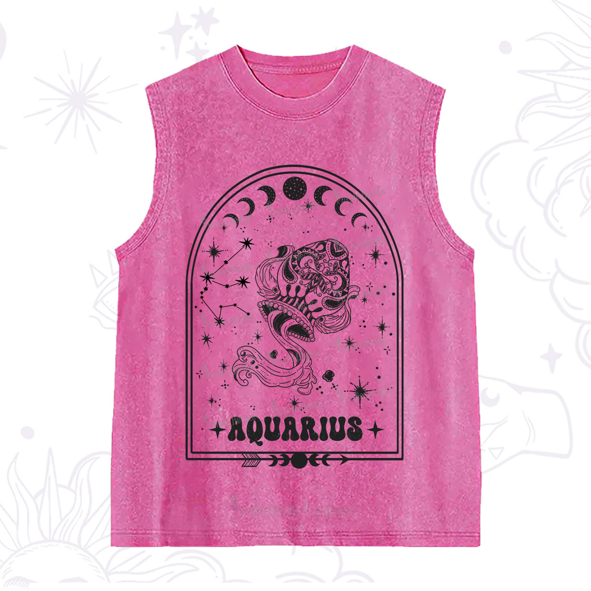 Purplehecate Zodiac Aquarius Under the Stars Washed Tank