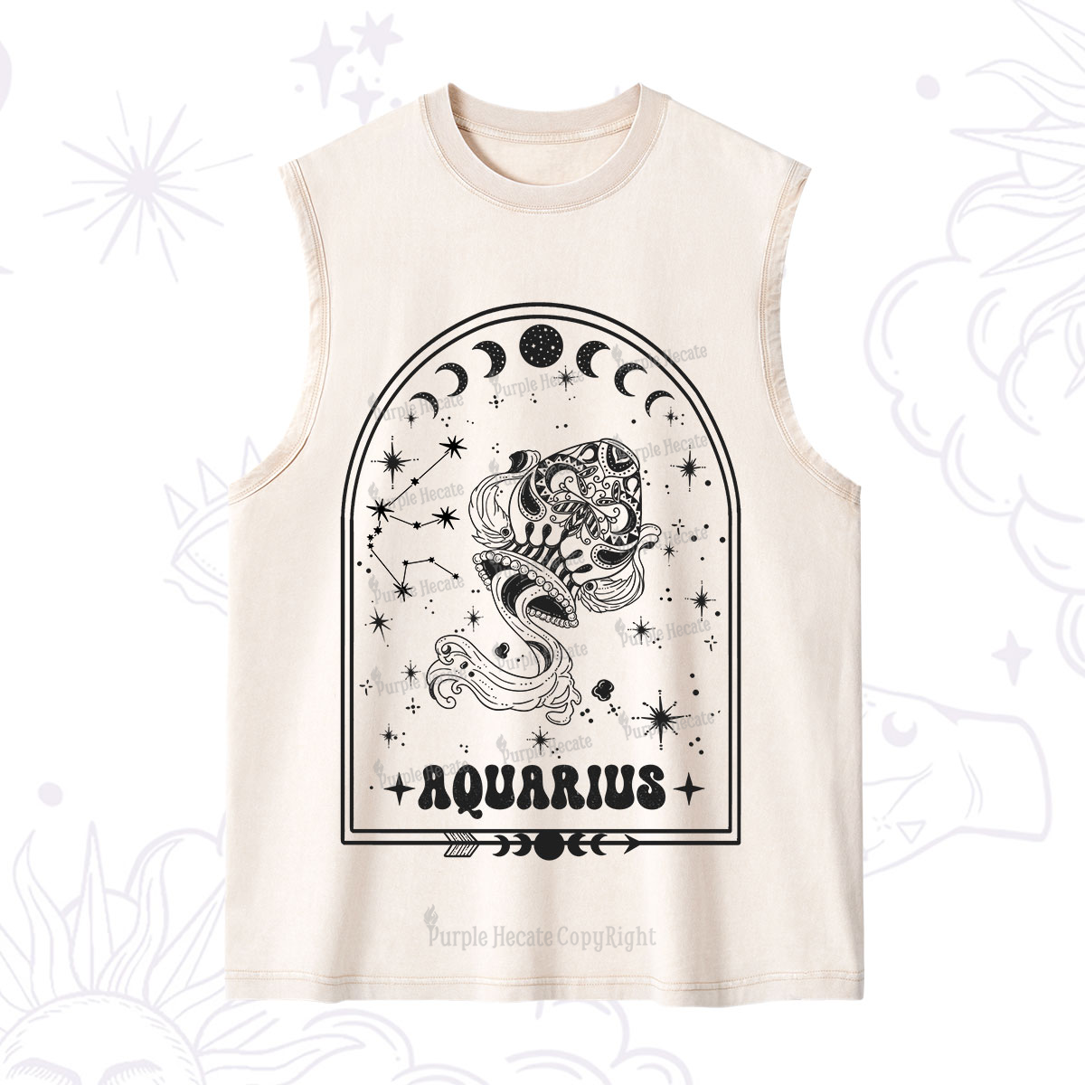 Purplehecate Zodiac Aquarius Under the Stars Washed Tank