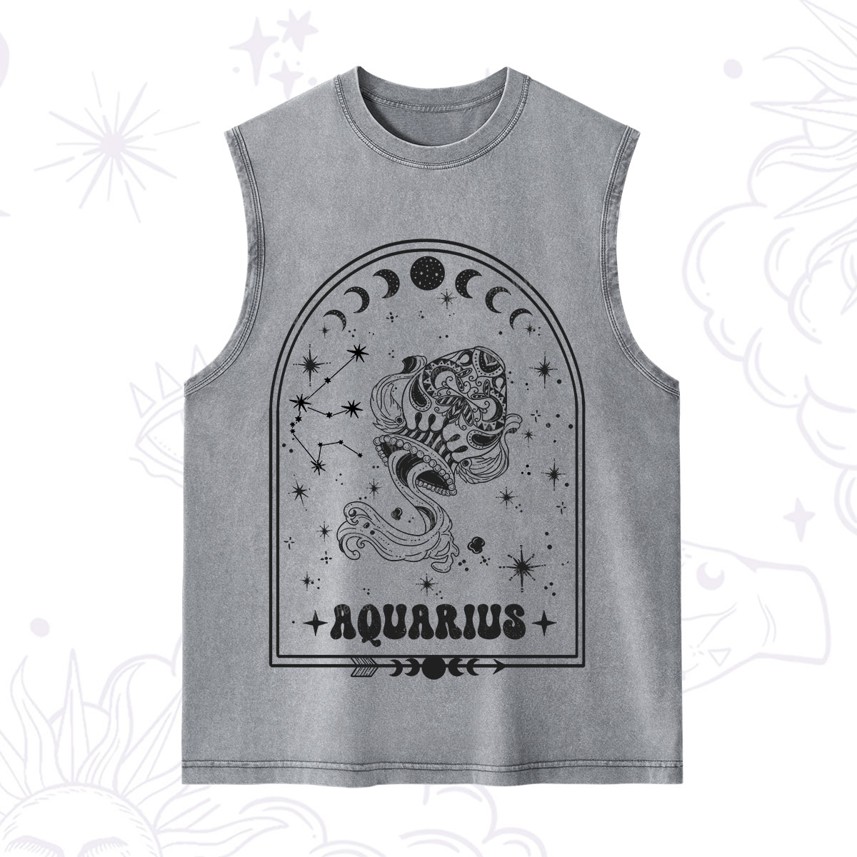 Purplehecate Zodiac Aquarius Under the Stars Washed Tank