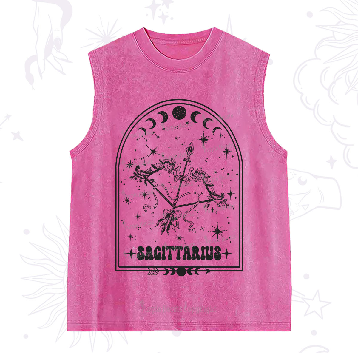 Purplehecate Zodiac Sagittarius Under the Stars Washed Tank