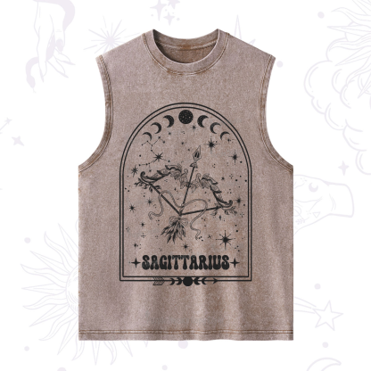 Purplehecate Zodiac Sagittarius Under the Stars Washed Tank