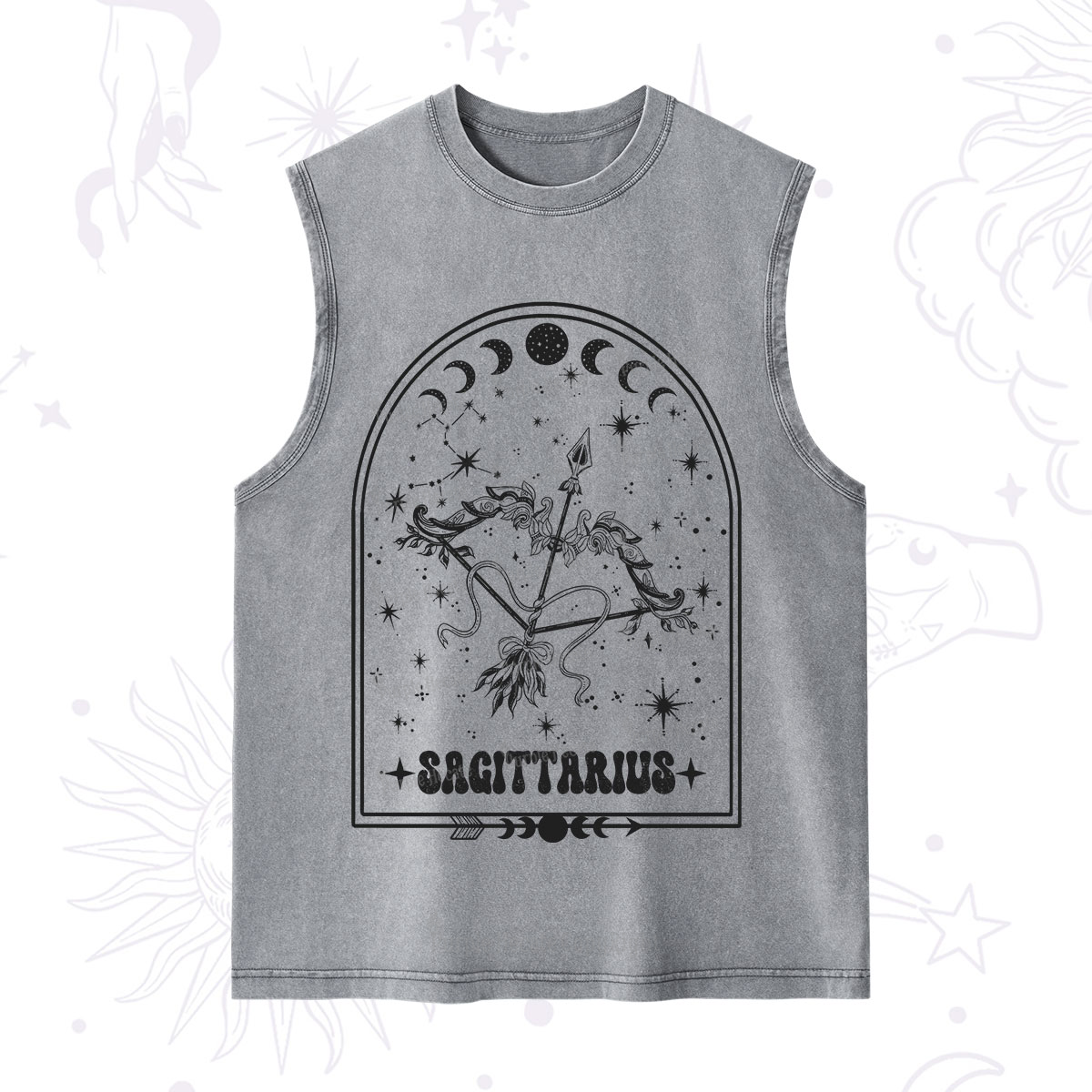 Purplehecate Zodiac Sagittarius Under the Stars Washed Tank