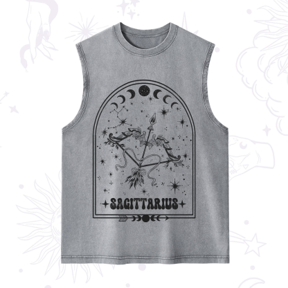 Purplehecate Zodiac Sagittarius Under the Stars Washed Tank