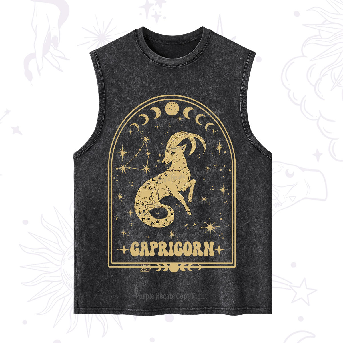 Purplehecate Zodiac Capricorn Under the Stars Washed Tank