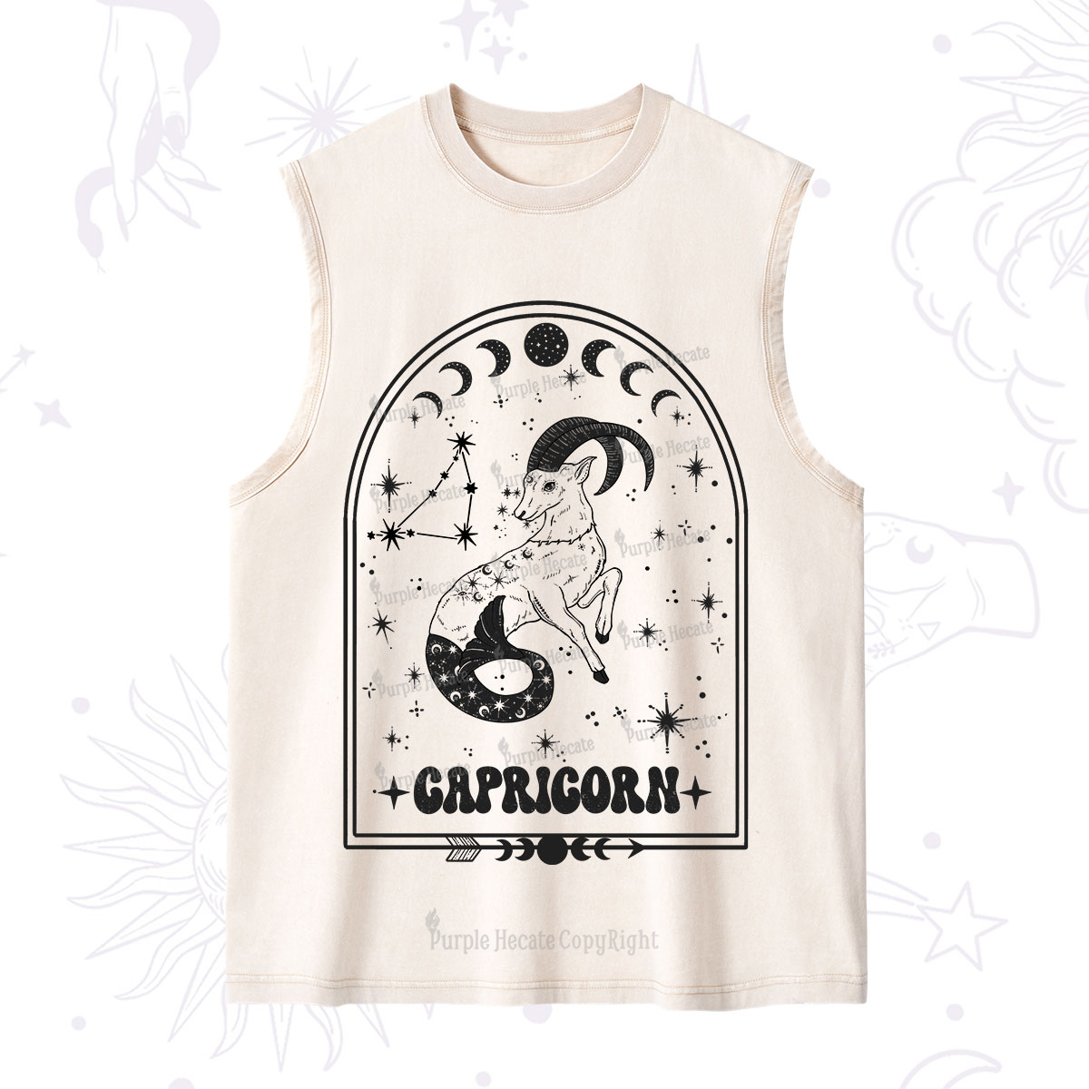 Purplehecate Zodiac Capricorn Under the Stars Washed Tank