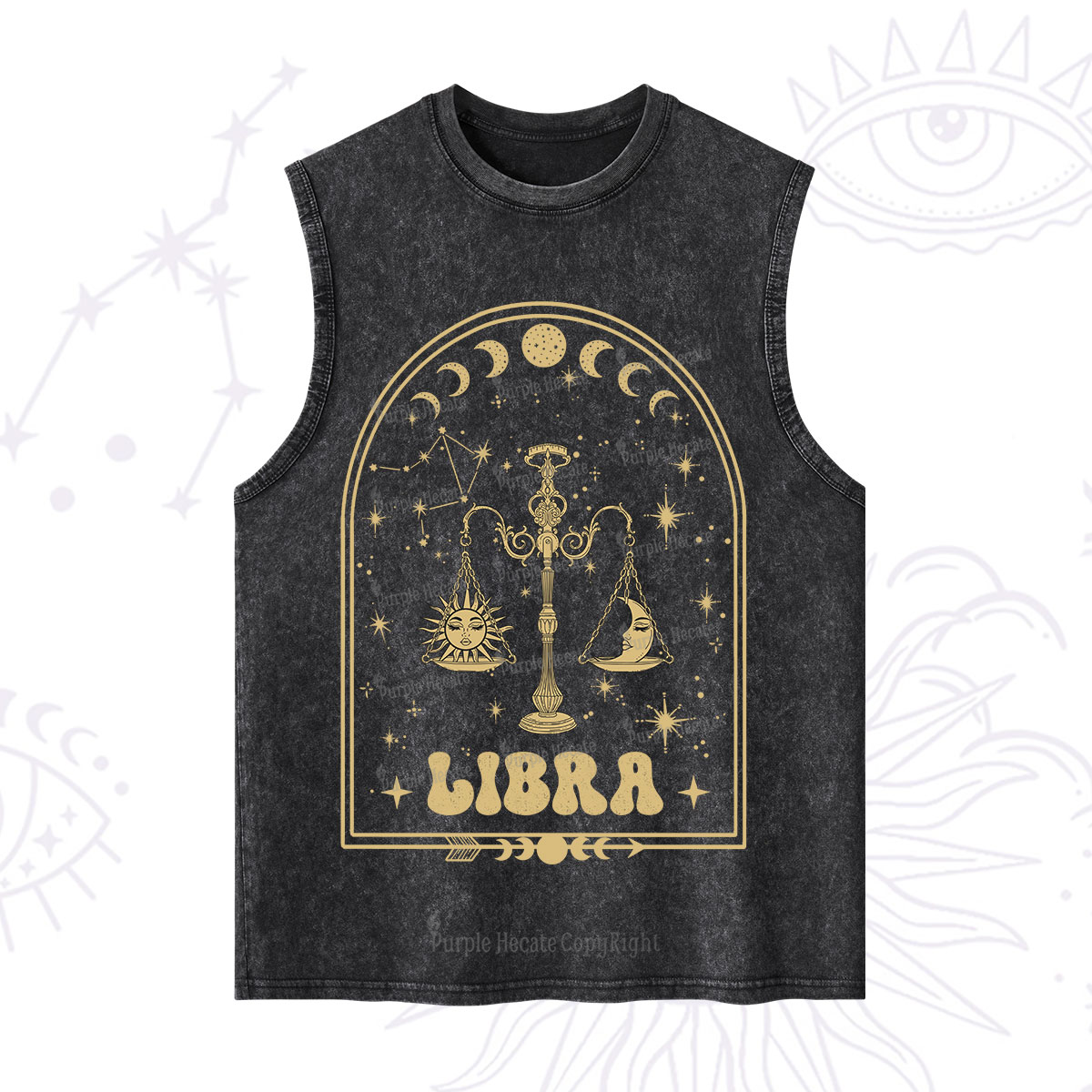 Purplehecate Zodiac Libra Under the Stars Washed Tank