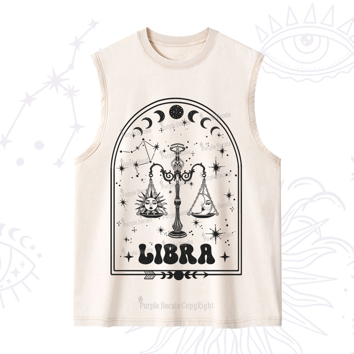 Purplehecate Zodiac Libra Under the Stars Washed Tank