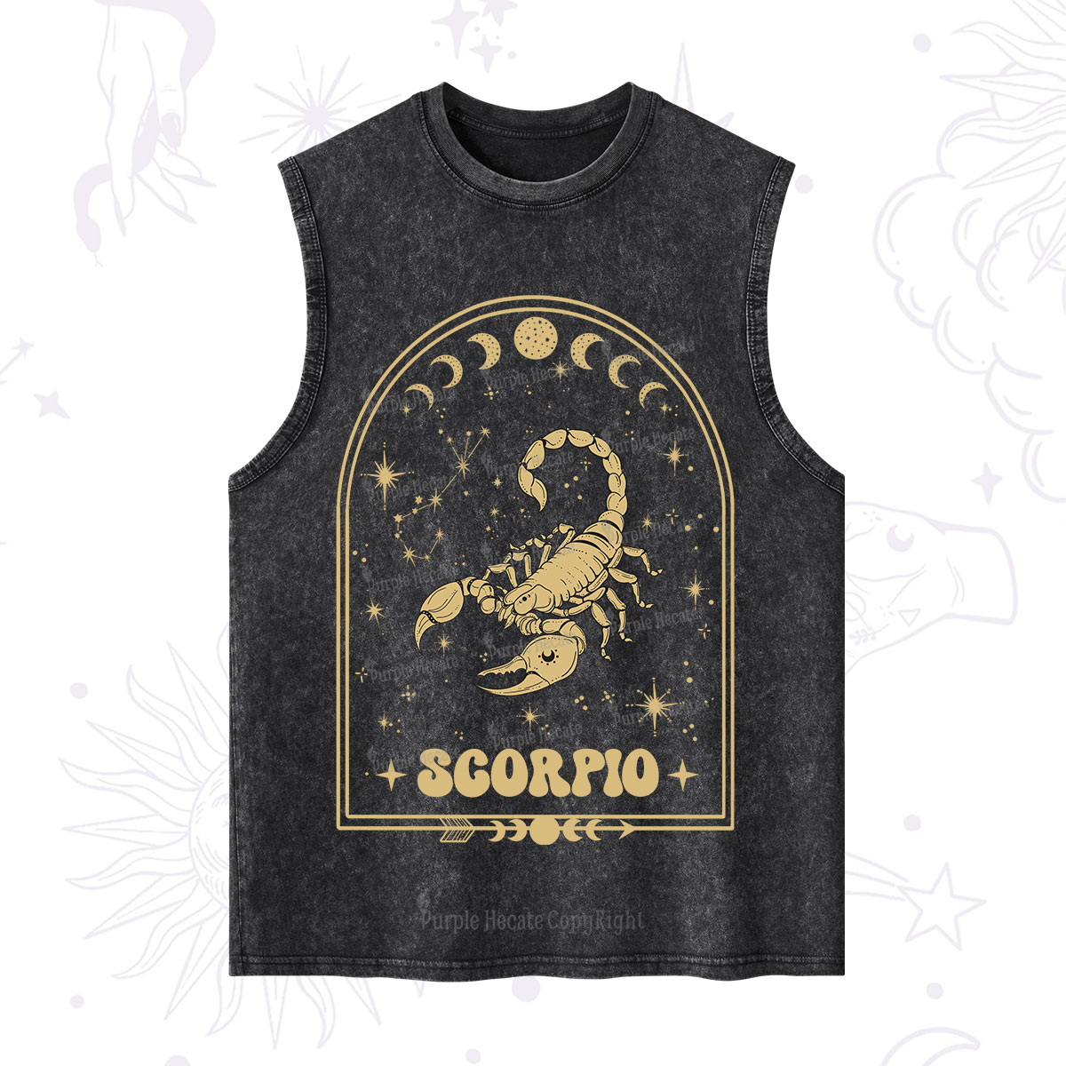 Purplehecate Zodiac Scorpio Under the Stars Washed Tank