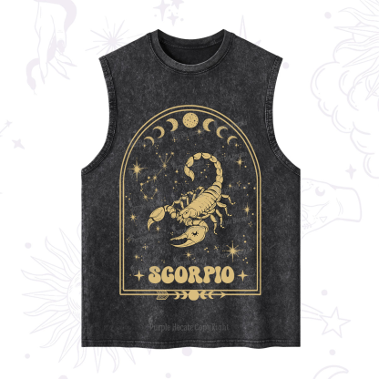 Purplehecate Zodiac Scorpio Under the Stars Washed Tank
