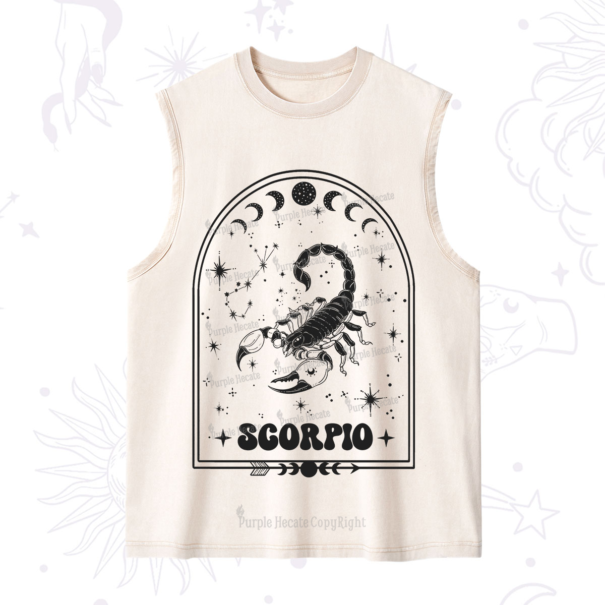 Purplehecate Zodiac Scorpio Under the Stars Washed Tank