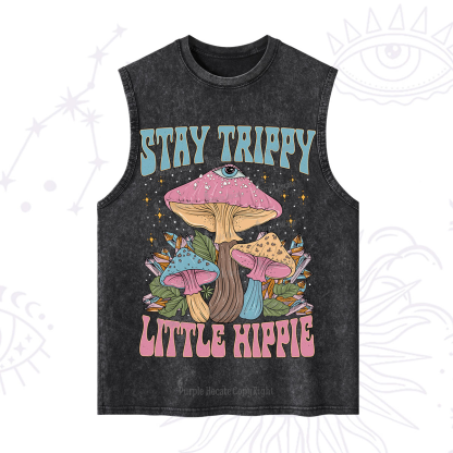 Purplehecate Stay Trippy Little Hippie Mushroom Washed Tank