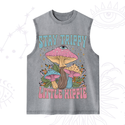 Purplehecate Stay Trippy Little Hippie Mushroom Washed Tank