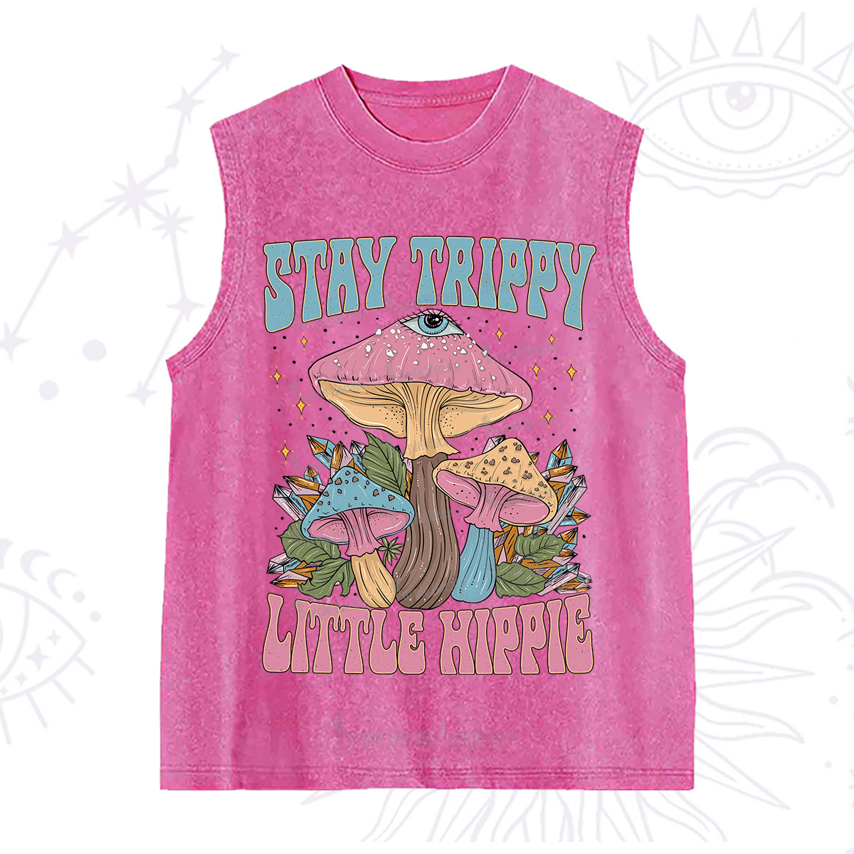 Purplehecate Stay Trippy Little Hippie Mushroom Washed Tank