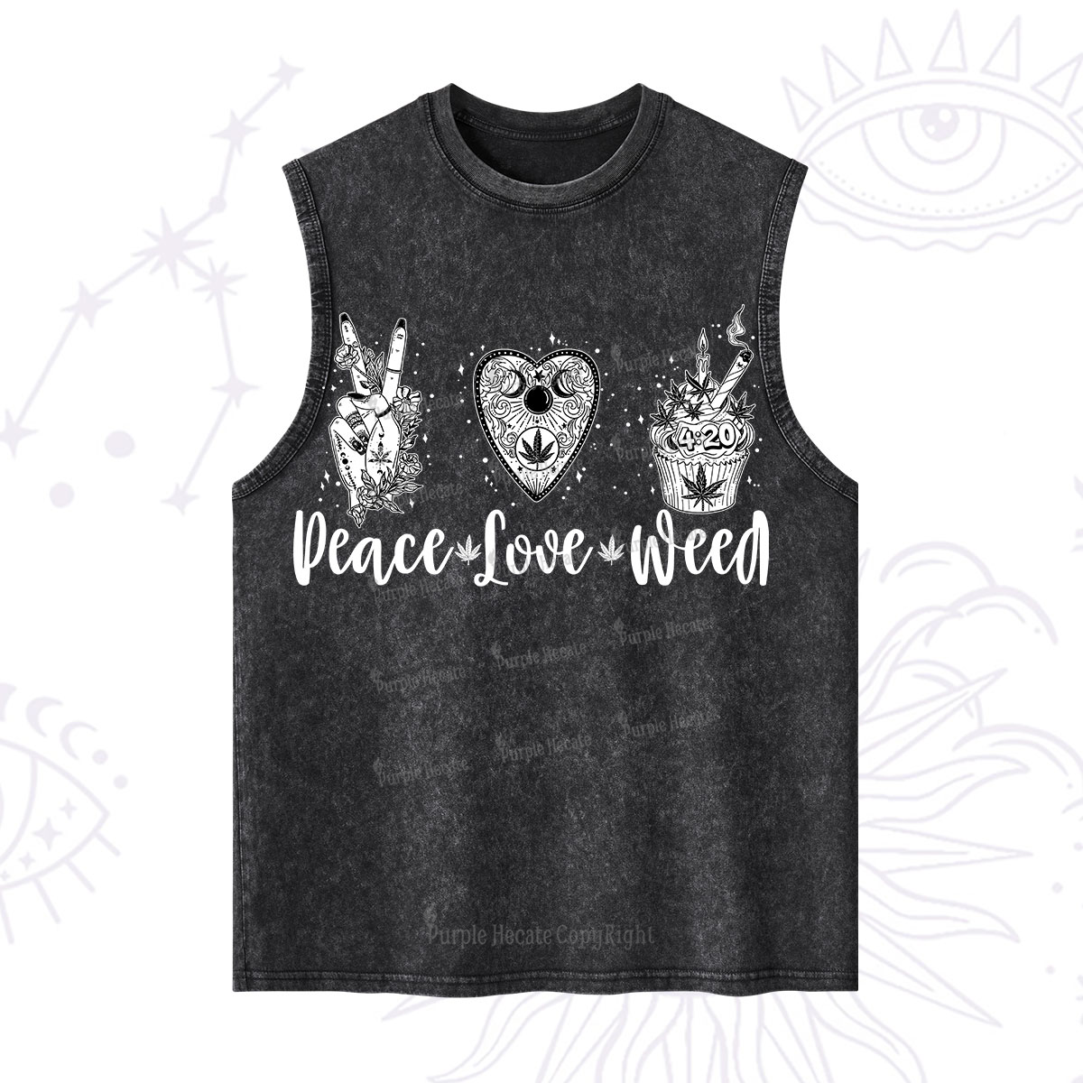 Purplehecate Peace Love Weed Washed Tank