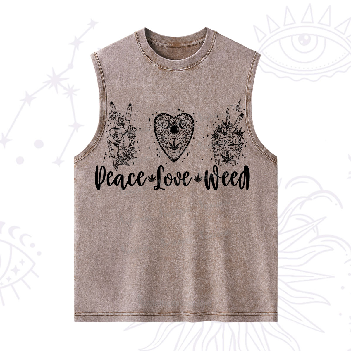Purplehecate Peace Love Weed Washed Tank
