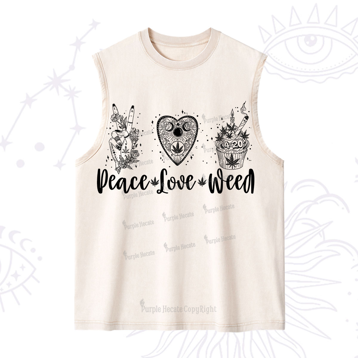 Purplehecate Peace Love Weed Washed Tank