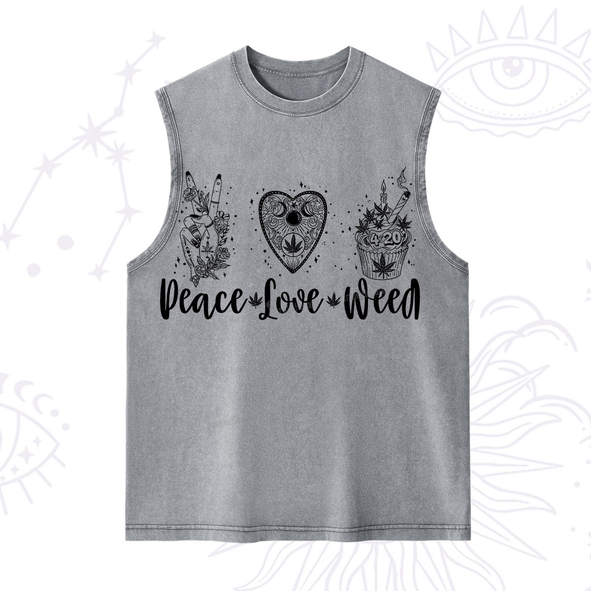 Purplehecate Peace Love Weed Washed Tank