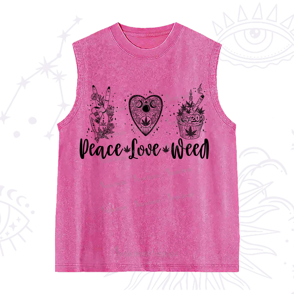 Purplehecate Peace Love Weed Washed Tank