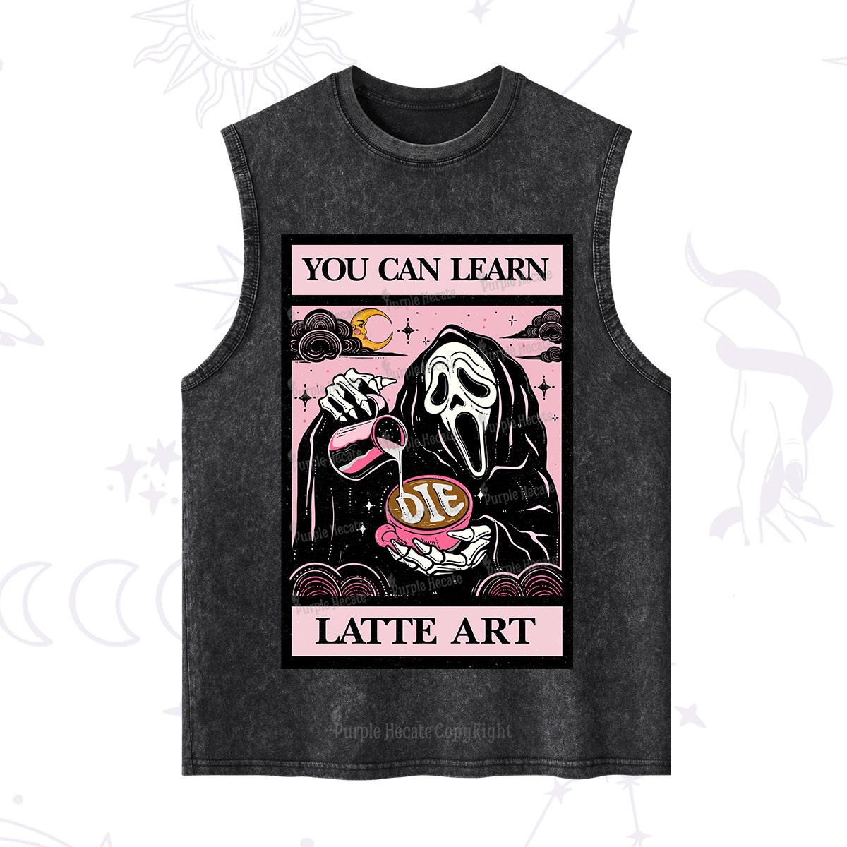 Purplehecate The You Can Learn Latte Art Oracle Card Washed Tank