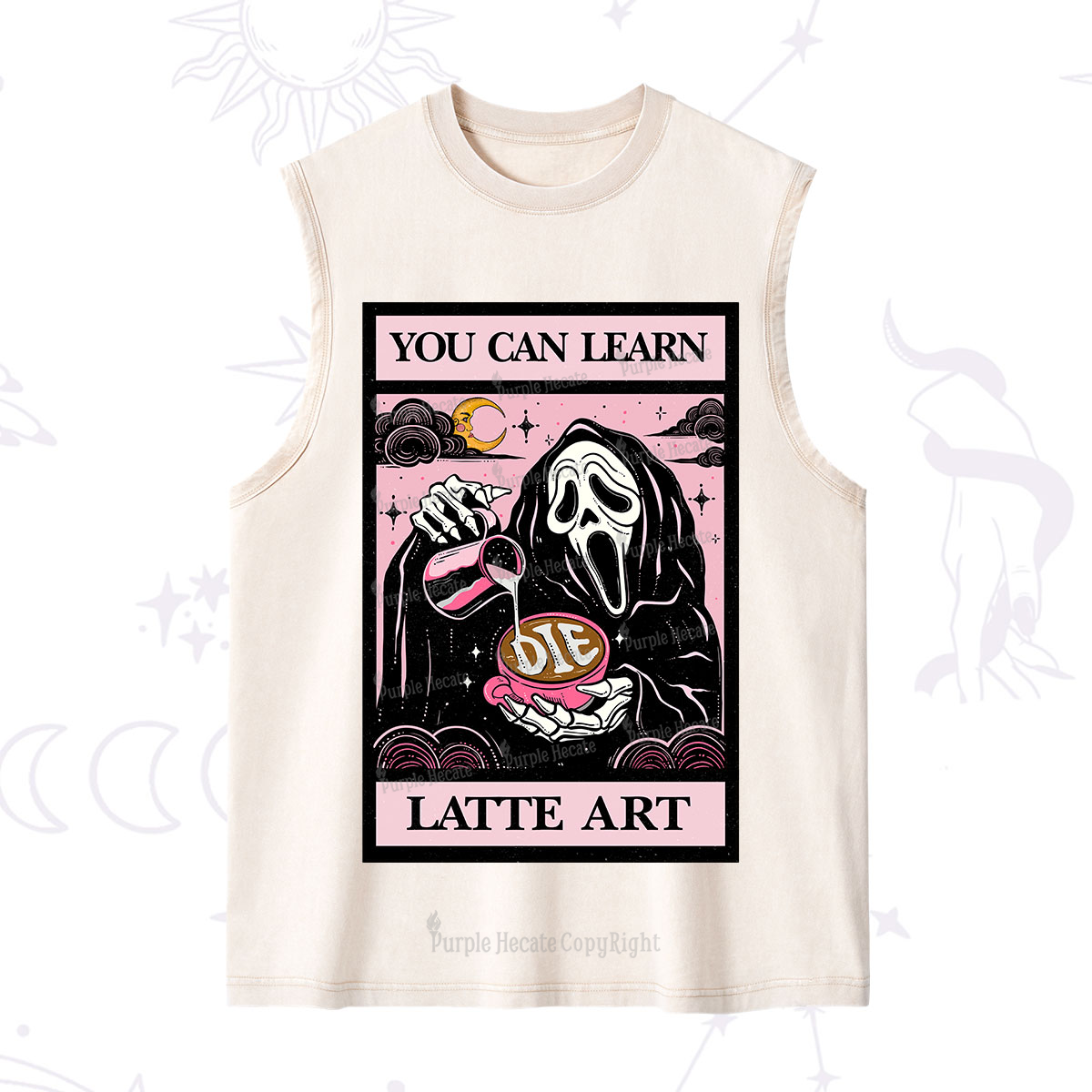 Purplehecate The You Can Learn Latte Art Oracle Card Washed Tank