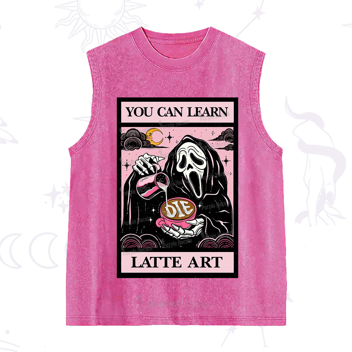 Purplehecate The You Can Learn Latte Art Oracle Card Washed Tank
