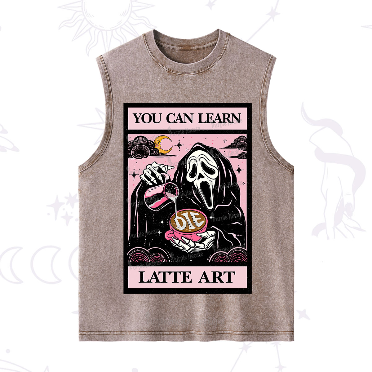 Purplehecate The You Can Learn Latte Art Oracle Card Washed Tank
