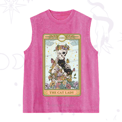 Purplehecate The Cat Lady Skeleton Tarot Washed Tank