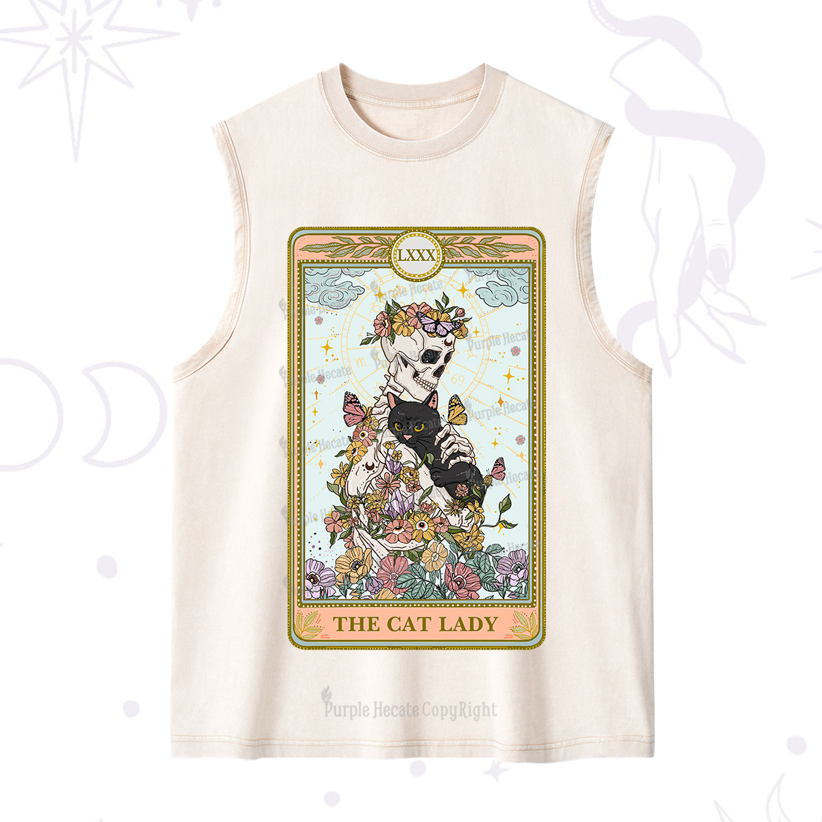 Purplehecate The Cat Lady Skeleton Tarot Washed Tank