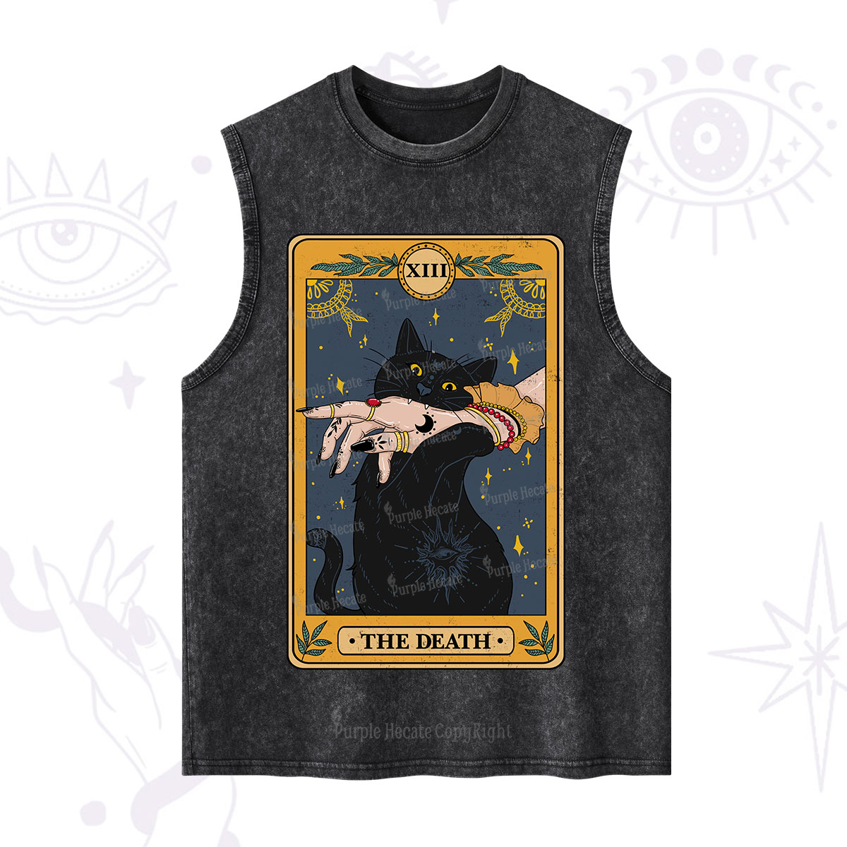 Purplehecate The Death Card Tarot Cat Washed Tank