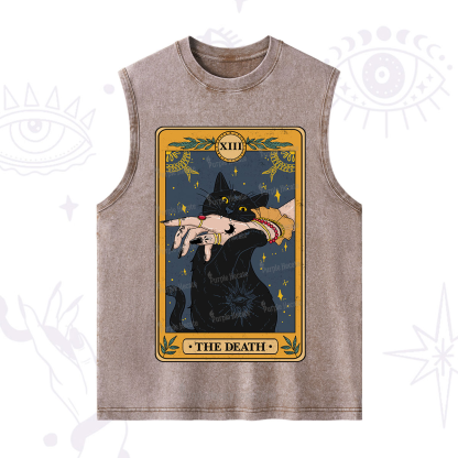 Purplehecate The Death Card Tarot Cat Washed Tank