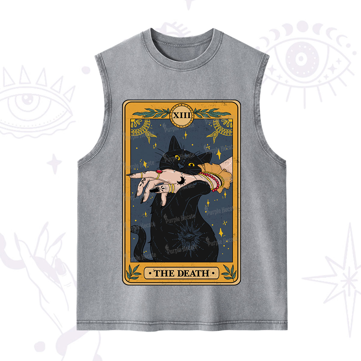 Purplehecate The Death Card Tarot Cat Washed Tank