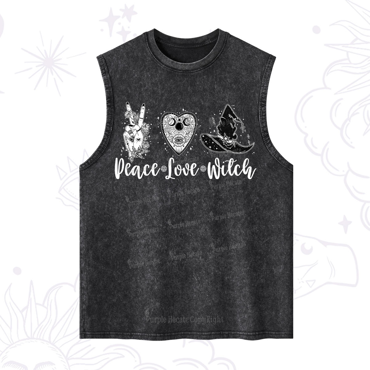 Purplehecate Peace Love Witch Washed Tank