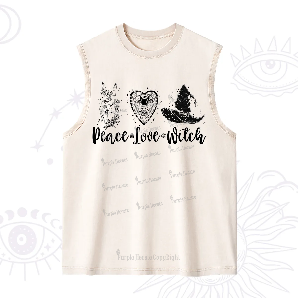 Purplehecate Peace Love Witch Washed Tank
