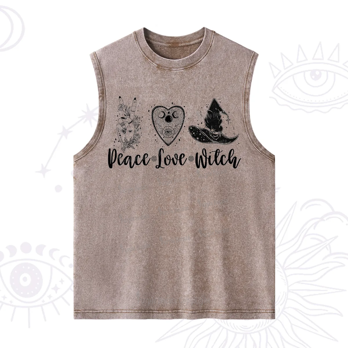 Purplehecate Peace Love Witch Washed Tank