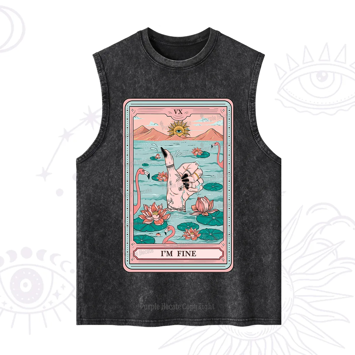 Purplehecate The I'm Fine Tarot Washed Tank
