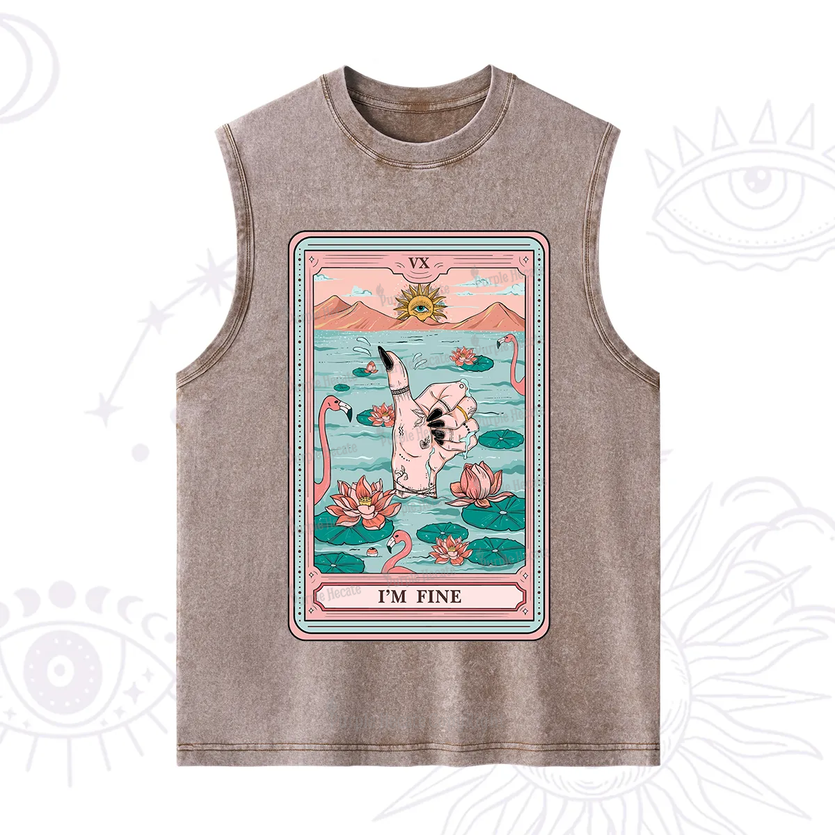 Purplehecate The I'm Fine Tarot Washed Tank