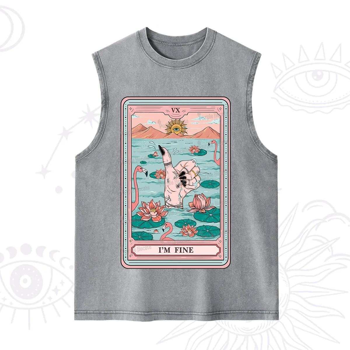 Purplehecate The I'm Fine Tarot Washed Tank