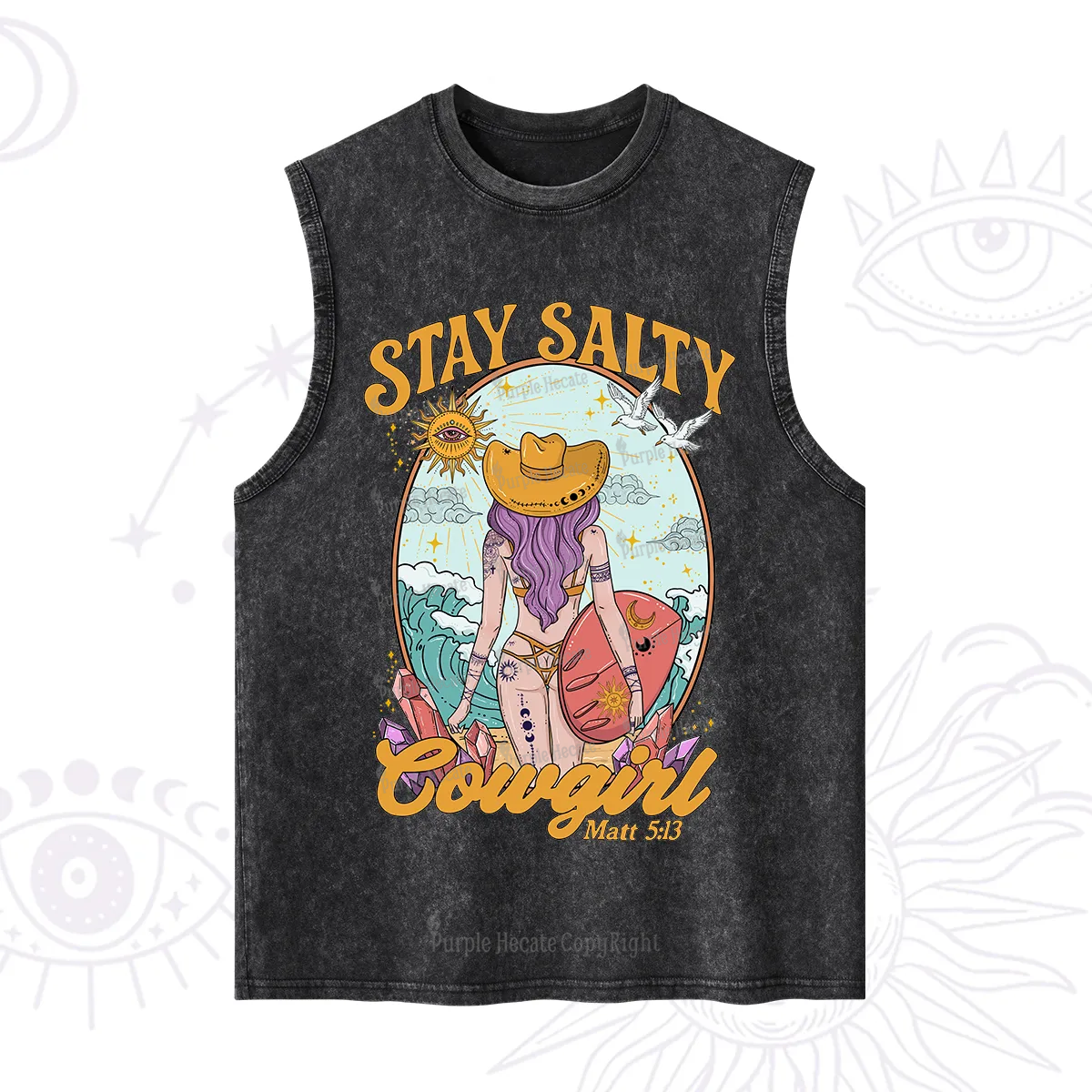 Purplehecate Stay Salty Cowgirl Washed Tank