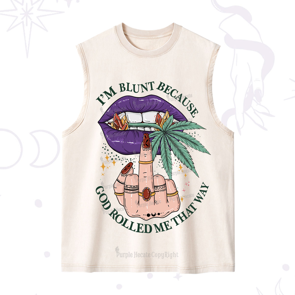 Purplehecate I'm Blunt Because God Rolled Me That Way Washed Tank