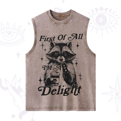 Purplehecate First Of All I'm A Delightful Funny Raccoon Washed Tank