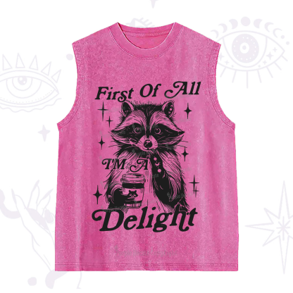 Purplehecate First Of All I'm A Delightful Funny Raccoon Washed Tank