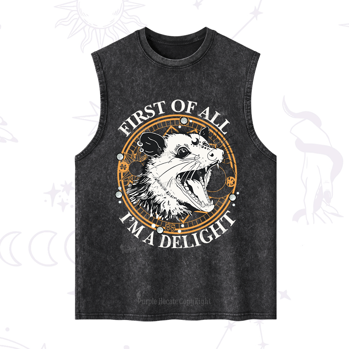 Purplehecate First Of All I Am A Delightful Angry Opossum Washed Tank