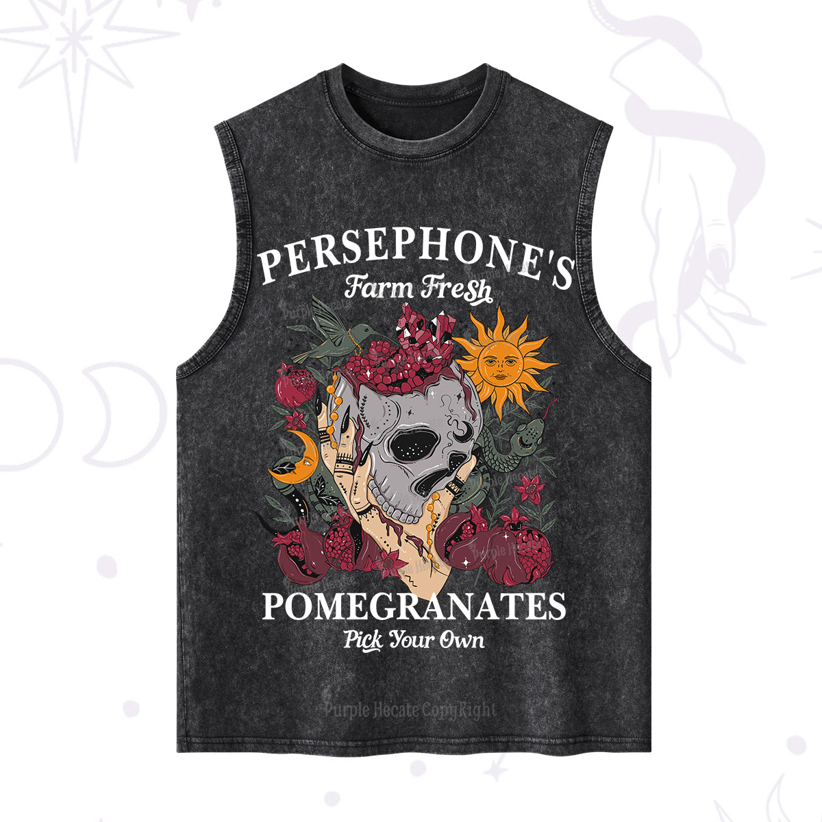 Purplehecate Persephone's Farm Fresh Pomegranates Pick Your Own Washed Tank