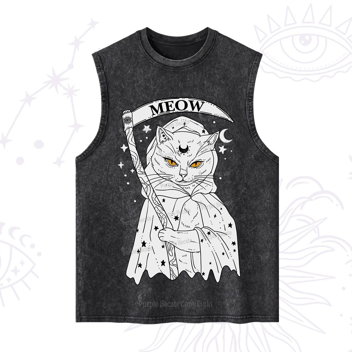 Purplehecate Grim Meow Reaper Washed Tank