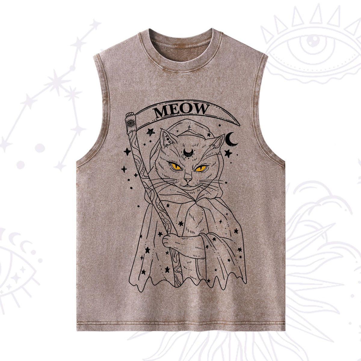 Purplehecate Grim Meow Reaper Washed Tank
