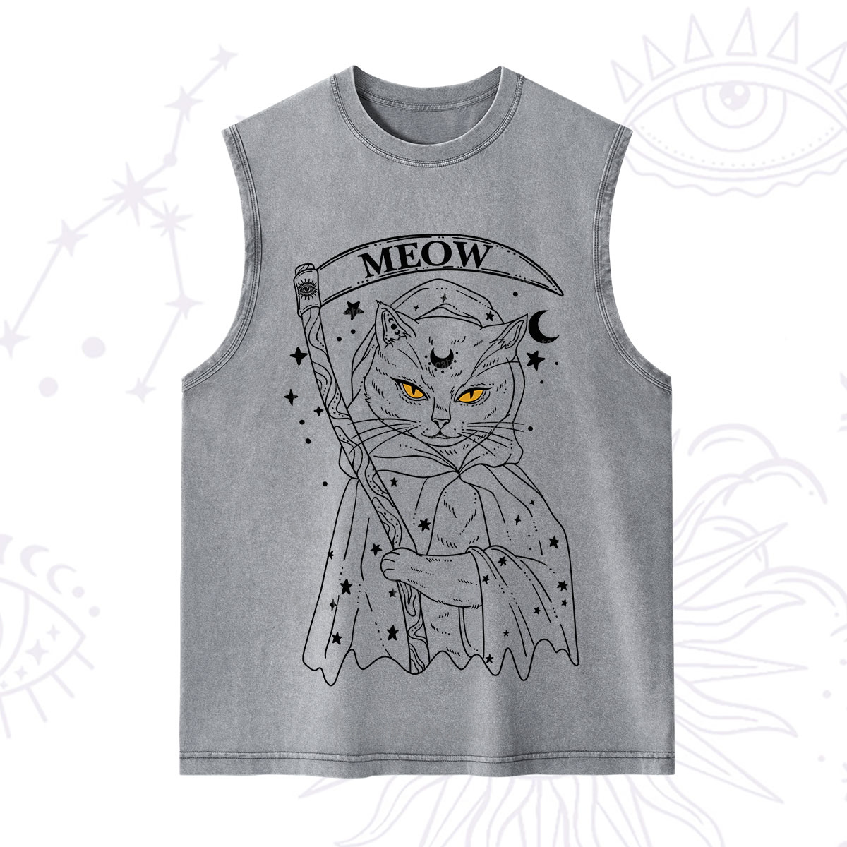 Purplehecate Grim Meow Reaper Washed Tank