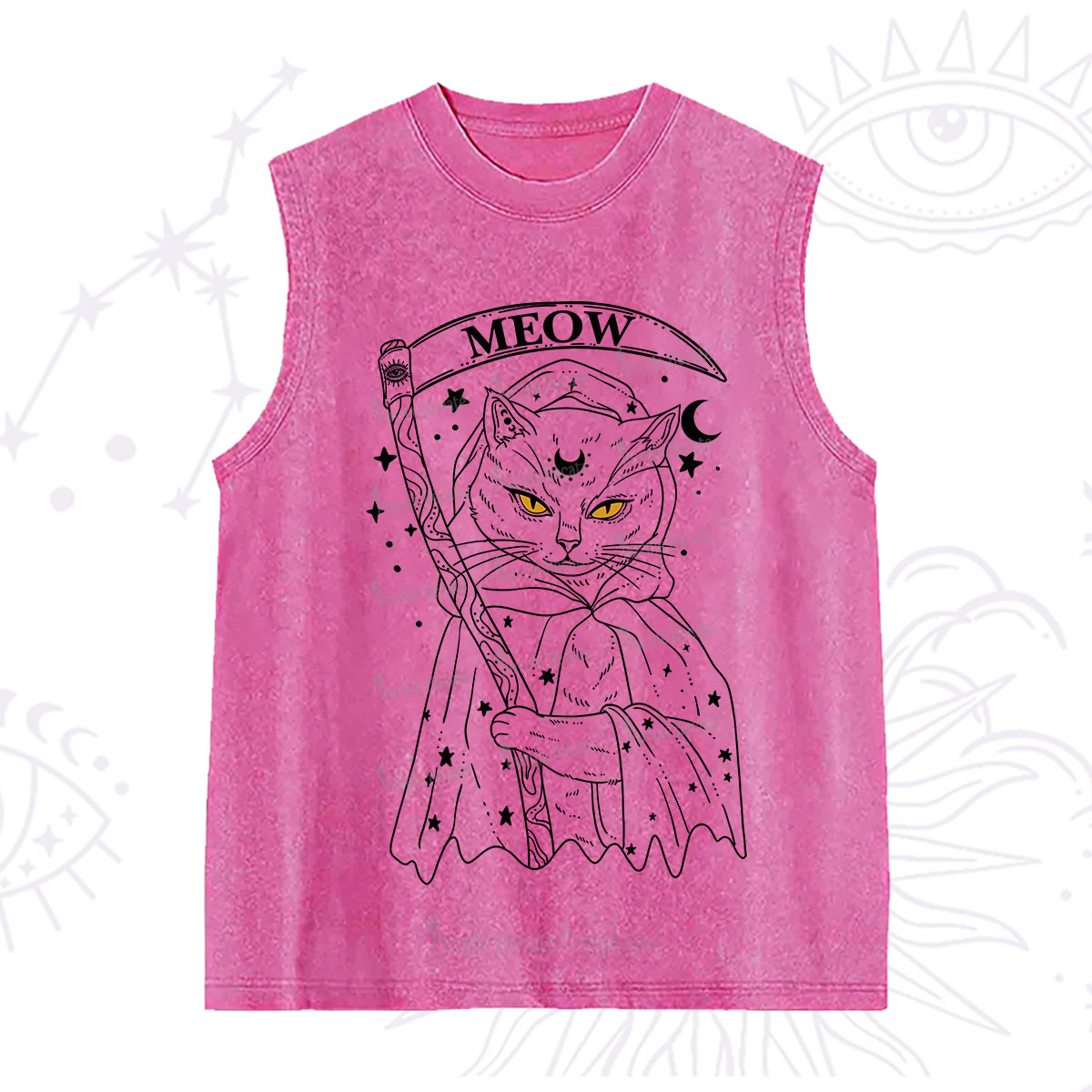 Purplehecate Grim Meow Reaper Washed Tank
